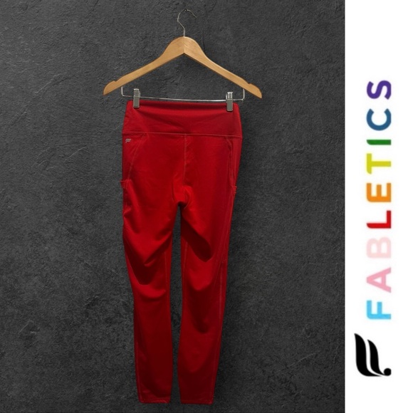 Fabletics Bold Red Oasis PureLuxe High-Waisted Legging 7/8, Size M, MSRP $70 - Picture 4 of 6
